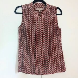 Banana Republic S Red Geometric Print Shell